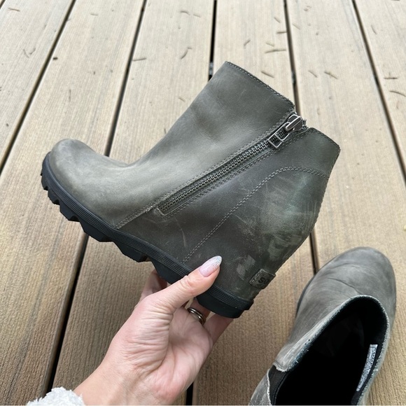 Sorel Joan of Arctic II Zip Wedge Booties Gray Leather Upper Size 10 Women’s - Picture 8 of 12